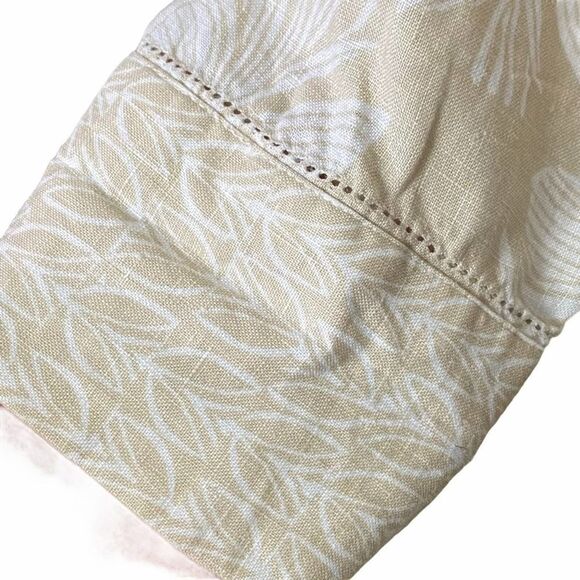 Sigrid Olsen Linen Beige Floral Graphic Shirt M - Picture 3 of 8